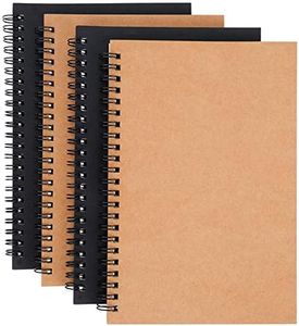 ISIYINER Bloc de Notas Espiral A5 Pack de 4 Espiral Cuaderno de Bocetos Cuadernos de Papel Kraft en Blanco 100 Páginas / 50 Hojas para Viajar Dibujo Artístico (Marrón y Negro)