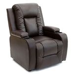 More4Homes OSCAR BONDED LEATHER RECLINER w DRINK HOLDERS ARMCHAIR SOFA CHAIR RECLINING CINEMA (Brown)