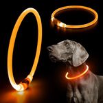 HIGO Light Up Dog Collars, USB Rechargeable LED Dog Collar Glow in The Dark, TPU DIY Dog Collar Light to Keep Your Dogs Be Visible& Safe (Orange)