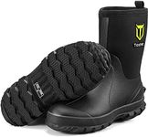 TIDEWE Rubber Boots for Men, 5.5mm Neoprene Insulated Rain Boots with Steel Shank, Waterproof Mid Calf Hunting Boots, Sturdy Rubber Work Boots for Farming Gardening Fishing (Black Size 11)