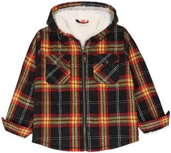 ZENTHACE Boys Sherpa Lined Zip Up Hoodie Jacket Kids Fleece Lined Hooded Flannel Shirt Jackets Plaid Shacket Coat EG XL Size14-16