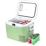 TECHMARK Stratos 12L Compressor Car Fridge — Real Freezer to -18°C | 12V/24V/220V AC | Whisper-Quiet | Portable Mini Fridge for Car, Road Trip, Bedside, Medical Insulin. Pastel Green