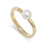 Meissa Sterling Silver Pearl Ring 925 Sterling Silver Stacking Ring for Women Handmade Minimalist Friendship Ring Dainty Gold Promise Stackable Ring (Gold, 5.25)