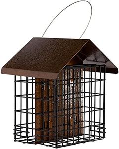MEKKAPRO Suet Feeder with Hanging Metal Roof, Two Suet Capacity, Bird Feeder Hanger Water Resistant, Hanging Bird Feer Easily Fits 2 Suet Cakes - Wild Bird Feeder Easy to Use & Very Adaptable