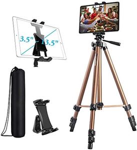 IPad Tripod, Tablet Tripod Stand 53 inch Adjustable Height Aluminum Mount Holder for iPad Pro 12.9 11 10.5, iPad Air, iPad Mini, Surface Pro,Nexus,Galaxy Tab and 3.5 to 13.5in Phone Tablet