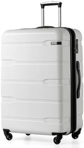Coolife Luggage Expandable(only 28") Suitcase PC+ABS Spinner Built-In TSA lock 20in 24in 28in Carry on (white, L(28in).)