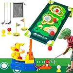 Golf Club Toy Set for Kids, 2 in 1 Toddler Golf Set with Golf Board, Ball-to-Tee Trainer, Putting Mat, 3 Retractable Clubs, 20 Balls, Indoor Outdoor Golf Practice Lawn Sport Toy for Boys Girls Kids