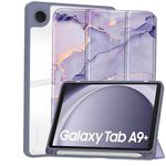 ProElite Cover for Samsung Galaxy Tab A9 Plus 11 inch Cover Case, Smart Flip Case Cover for Samsung Galaxy Tab A9+ 11 inch with S Pen Holder, Marble Purple [Transparent Back]