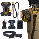 Spider Pro Tool Holster + Fall Prevention Tool Tether + 1 Elastic Velcro Grip + 1 Drill Pin + 1 Adhesive Tool Tab - Upgraded, Belt Mounted, Self Locking Holder System for Any Tool