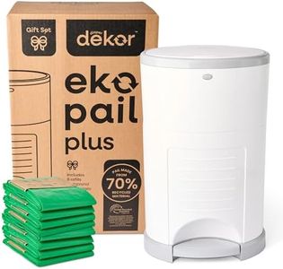 Diaper Dekor EKO Plus Diaper Pail Gift Set, White | ONLY Eco-Friendly Diaper Pail Made with 70% Recycled Materials | Comes with up to a Year's Supply Worth of Diaper Dekor Refills!