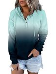 KISSMODA Women Hoodies Sweatshirts Gradient Color Plus Size Teen Girls Hoodies Fall Winter Clothes Green Large