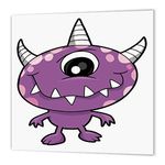 3dRose ht_102295_3 Cute Purple People Eater Monster Cartoon Character Iron on Heat Transfer Paper for White Material, 10 by 10"