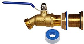 RAINPAL RBS024 Brass Rain Barrel Spigot (Lead Free Compliant 3/4" Quarter Turn Ball Valve w/Bulkhead Fitting, 7 GPM)