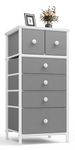 EnHomee Chest of Drawers, Tall Dresser Drawers for Bedroom, Bedside Drawers Storage Unit Light Grey, Small Chest of Drawers for Bedroom, Office, Entryway, Closets, Wardrobe, Bathroom