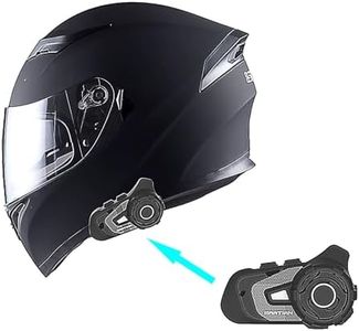 1Storm Motorcycle Full Face Dual Visor Helmet Bundle with Freedconn Spoiler Bundle with Freedconn Motorcycle Bluetooth Headset: HJK316 Matt Black