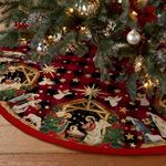 CROWNED BEAUTY Christmas Tree Skirt Collar 48 Inch Jesus Nativity Holy Night Soft Farmhouse Holiday Xmas Trees Decoration (Red Buffalo Plaid) TS30