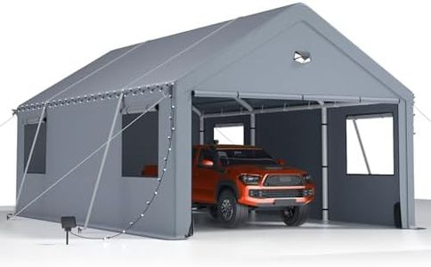 12x20FT Heavy Duty Carport Canopy,Extra Large Portable Car Tent Garage with Roll-up Windows and All-Season Tarp Cover,Removable Roof &Side Walls for Car, SUV,Boats&Truck Shelter Logic Storage