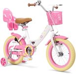 Glaf Toddler Girls Bike for 2-12 Years Old 12 14 16 20 Inch Girls Bike with Training Wheels and Baby Doll Seat Kids Bike Bicycle with Adjustable Seat (16 Inch with Training Wheels, White Flower)