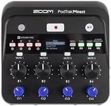 Zoom PodTrak P4next Podcast Recorder, 4 Mic Inputs, 4 Headphone Outputs, Battery Powered, AI Noise Reduction, Sound Pads, Phone Input, USB Audio Interface