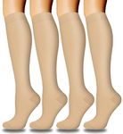 4 Pairs Copper Compression Socks for Women & Men Circulation 15-20 mmHg - Best Support for Nurses, Running