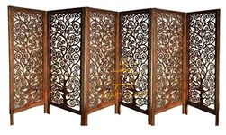 CRAFT DECOR Wooden Room Partitions ,Screen Separators and Room Wall Dividers 6 Wall Panels for Living Room/Bedroom/Office/ Restaurant(Brown)