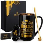 Doublewhale Boss Gifts, Gift for Boss, Boss Leaving Gift, Best Boss Gifts on Birthday, Going Away, Retirement, Boss Day,18OZ Black Ceramic Coffee Mug with Gift Box