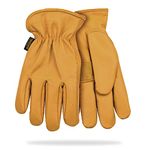 KINCO 198HK-L Men's Lined Premium Grade Grain Cowhide Leather Gloves, Heat Keep Thermal Lining, Large, Golden