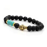 Young & Forever Gift Rakhi Gift for Brother Natural Gemstone Reiki Feng Shui Healing Crystal Beads Hand Triple Protection Lucky Bracelet Buddha Bracelet. Unisex. Turquoise and Diffuser Lava Bracelet