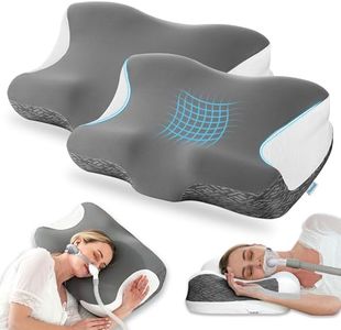 Elviros Neck Pillow for Pain Relief Sleeping, 2 Pack CPAP Pillows for Side, Back & Stomach Sleepers, Ergonomic Orthopedic Pillow for CPAP Users to Reduce Air Leaks and Mask Pressure, Dark Grey