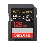 SanDisk 128GB Extreme PRO SDXC card, SD Card, V60 Memory card, 6K & 4K UHD, up to 280 MB/s, Shock, Temperature, Water and X-Ray Proof, RescuePro Deluxe data recovery software, UHS-II, Class 10, U3