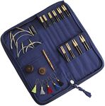 Lantern Moon Interchangeable Knitting Needles – 10 Pairs of 10cm 4” Tips – 3 Swivel Cords 60,80,100cm – End Caps, Stitch Markers - Khadi Silk Zippered Case