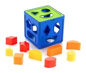 ZUDO TOYS Shape Sorting Cube With 9 Shape - Colorful Shape Toys - Activity Cube Toy - Learning And Educational Toys - Isi Approved (10 Pieces), Kid