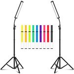 Led Video Lighting Kit with Wand Stick - Photography Studio Light,Adjustable Tripod Stand,Vallkay 9 Color Filters 5600K Dimmable Portable Stand for Live Streaming/Portrait Photo/Vlog, Black (D4002)