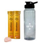Setu Skin Renew Glutathione Tablets (30 Effervescent Tablets, Orange) with Sipper (750ml) | Combo Pack for Glowing Skin | L-Glutathione & Vitamin C For Antioxidant Support & Anti-Pigmentation