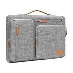 MOSISO 360 Protective Laptop Sleeve Compatible with MacBook Air 13 inch M3 M2 M1 2024-2018 / Pro 13 inch 2024-2016 / Surface Pro 9/8/7/6/X/5/4/3, Side Open Bag with 4 Zipper Pockets&Handle, Gray