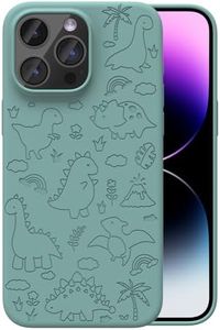 OAOA Magnetic Silicone Case Compatible with iPhone 15 Pro Case, Built-in Magnets, Compatible with Magsafe, Slim Engraved Liquid Silicone Case with Microfiber Lining,Dinosaur Land