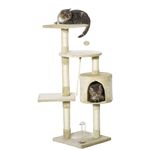 PawHut 44Inch Scratching Cat Tree Multi Level Activity Center Kitty Condo Furniture Post Beige