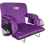 BRAWNTIDE Stadium Seat with Back Support - Comfy Cushion, Thick Padding, 2 Bleacher Hooks, 4 Pockets, Ideal Stadium Chair for Bleachers, Sporting Events, Camping, Beaches (Purple, Regular Size)