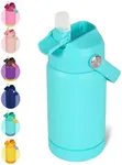 Kerilyn 12oz Kids Insulated Water Bottle, Leak-proof Toddler Cup with Straws Lids, Kids Water Bottles for School Boys Girls, Stainless Steel Vacuum Insulated Bottle for Kids, BPA Free, GREEN