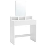 VASAGLE Dressing Table with Large Mirror, Vanity Table with 2 Drawers and 3 Compartments, Makeup Table, Modern, White RDT113W01