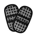 Mini Oven Mitts with Fridge Magnets. Quilted 100% Black Cotton, 2pc set, 8 inch by 4.5 inches. These Oven Mitts(Glove) Easily Attaches to Most Appliances for Convenient Accessibility when Needed for Cooking, Baking or Other Kitchen Applications. These Mitts/Pot Holders are Ideal for Handling Bake-Ware, Pots, Pans, Cookie Sheets, Casserole Dishes,and When Working with a Stove, Oven, Microwave, Toaster Oven, Slow Cooker or Warming Tray. Machine Washable. Great Gift for any Occasion