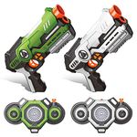 Laser Tag, Laser Tag Guns Set of 2 with Innovative Fog Effect Vests, Indoor Outdoor Game Toys for Kids & Teenager Ages 8-12, Adults and Family Lazer Tag Gifts Toys for Birthday Holiday（White&Green）