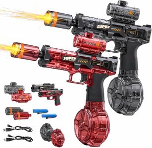 YoPoll Electric Water Guns for Adults Kids, Automatic Squirt Gun with 26FT Range, Super Blaster Soaker High Capacity Pistol for Swimming Pool Party Toy ColorBlast LED Electric Water Gun (1BK+1R)