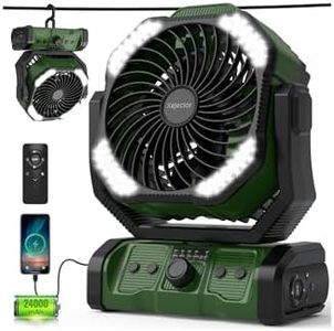 kejector Battery Powered Fan - 24000mAh 3-in-1 Portable Camping Fan Rechargeable with LED Lights, USB C, Auto Oscillating Portable Fan for Tents, Travel, BBQ, Fishing, Home, Office, Camper Essentials