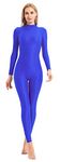 speerise Adult High Neck Zip One Piece Unitard Full Body Leotard Bodycon Jumpsuit for Women, Royal Blue, X-Large