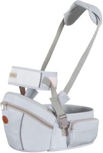 Baby Hip Seat Carrier Baby Waist Stool for Child Infant Toddler with Adjustable Strap Buckle Pocket Soft Inner Huge Storage (Grey)