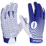 HLDD HANDLANDY Youth Football Gloves, High Grip Football Gloves Kids, Sticky Receiver Gloves for Boys Girls,Rugby Gloves Kids, Blue S