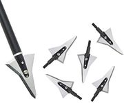 6 Pcs Archery Hunting Broadheads 2 Fix Blades Broadheads 125 Grain Stainless Steel Arrowheads Right Bevel Blade Arrow Tips for Compound Bow