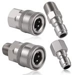 SAVITA 4pcs Pressure Washer Coupler, NPT 3/8inch Pressure Washer Fittings Stainless Steel Male and Female Quick Connector Fittings 3/8 Pressure Washer Adapter (Internal Thread, External Thread)