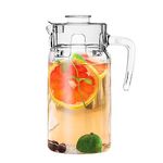 Mivana Premium Juice and Water Glass Pitcher jug with Lid and 1.5 Liter Jug Romantic Style Water jug with Handle hot Cold Water, ice Lemon Tea, Milk and Juice Beverage Carafes (Simpla Jug)